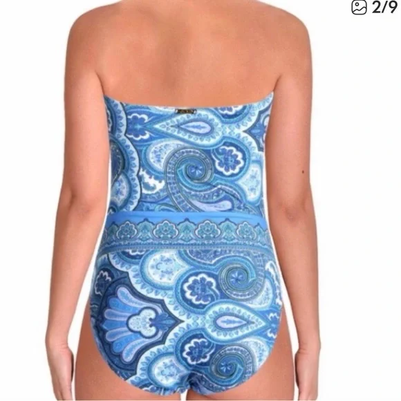 Ralph Lauren Blue Paisley One Piece Swimsuit - Picture 2 of 8